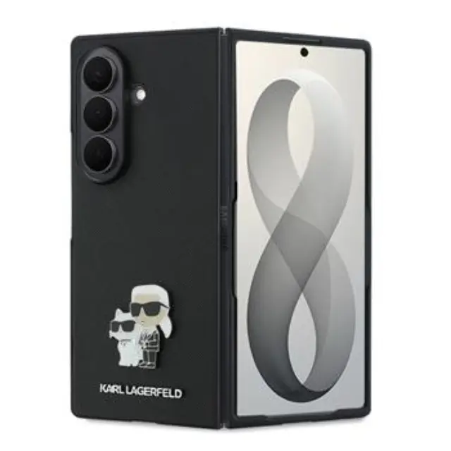 Karl Lagerfeld PU Saffiano Karl and Choupette Case for Samsung Galaxy Z Fold 8 Ultra Black