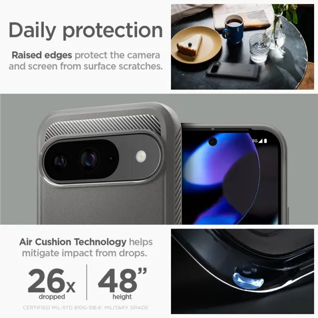 Spigen Rugged Armor, marble gray - Google Pixel 9 Pro/Pixel 9 ACS07783 3