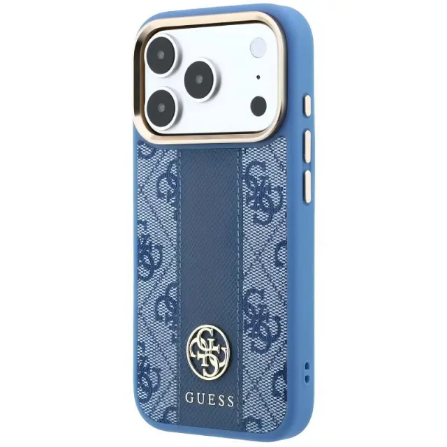 Θήκη TPU & PC Guess Apple iPhone 18 Pro Max/ 17 Pro Max MagSafe Leather Stripe Round Classic Logo Μπλε N71808