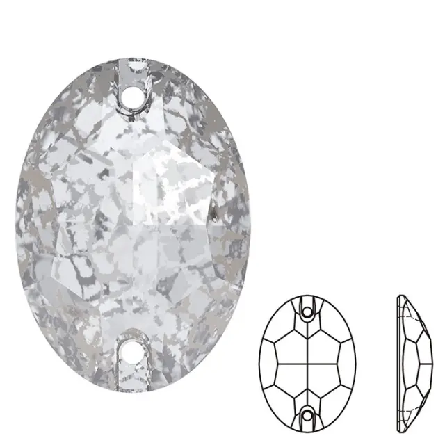 Swarovski 3210 Sew-On Oval Crystal Silver Patina 10x7mm - 2τεμ