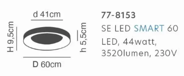 Φωτιστικό Οροφής Smart Μαύρο Μεταλλιζέ 60x60x10εκ. 3