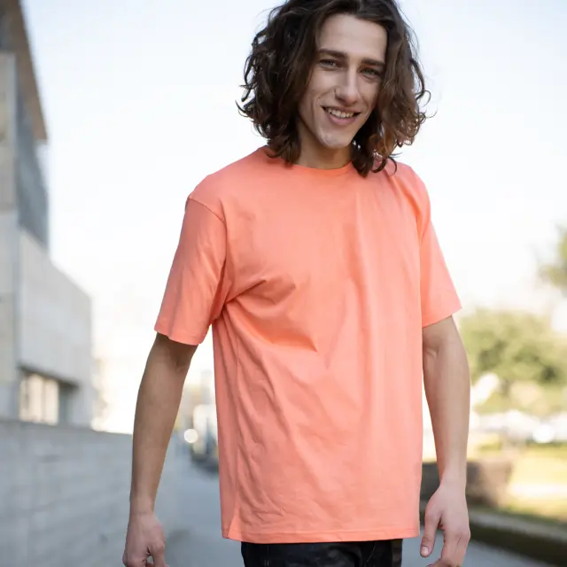 T-shirt Noshame® Σομόν Loose Fit με τύπωμα - QR152204 - M