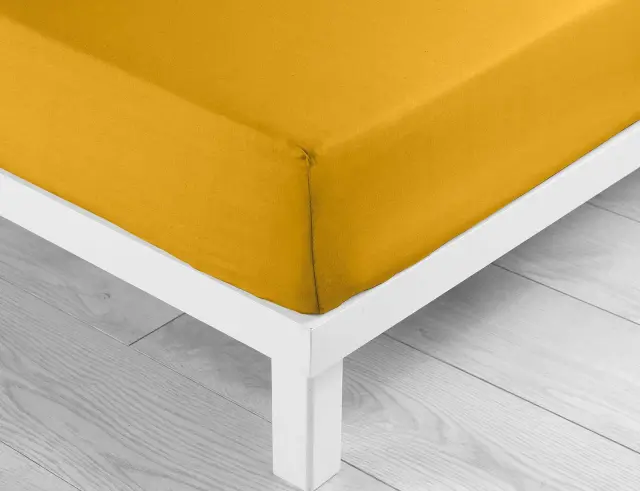 Σεντόνι Υπέρδιπλο με λάστιχο Lina Douceur d'intérieur από βαμβάκι 57TC, με διαστάσεις 160x200cm - Curry 1644561