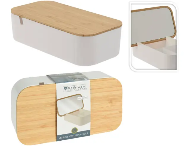 Κουτί οργάνωσης με καθρέφτη Excellent Houseware , 26x13x7cm - Καφέ/Λευκό 101000730 3