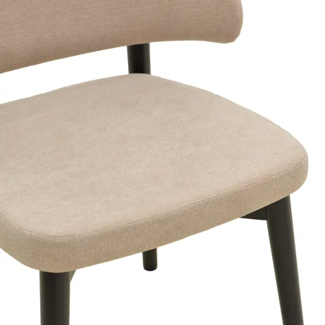 Καρέκλα Siena pakoworld μπεζ ύφασμα μαύρο rubberwood 48x50x81εκ | Συσκευασία 2 τμχ 2
