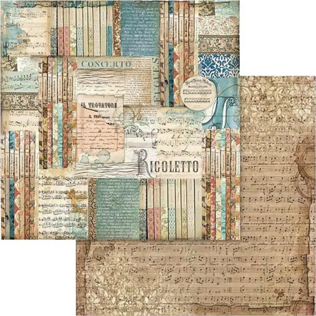 Χαρτί Scrapbooking Stamperia Διπλής Όψης - Μουσική & Rigoletto - 31x30cm