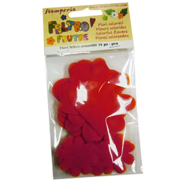 Λουλούδια Felt Διάφορα Σχήματα 2-4cm - Bordeaux - 14τεμ
