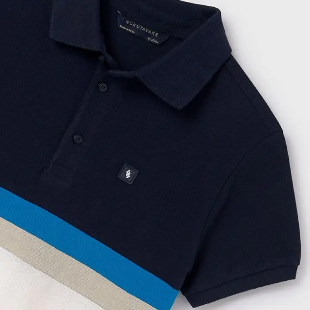 Junior 10 έως 18 ετών Πόλο λωρίδες χρωματιστές Better Cotton ναυτικό μπλε - 10Ε 2