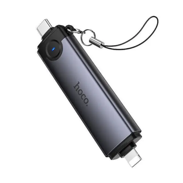 Hoco Card Reader Lightning USB 2.0 Type-C για SD/microSD Γκρι HB56B