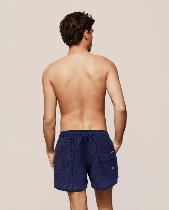 Selmark Ανδρικό Μαγιό Shorts Geometrical Dark Blue 2
