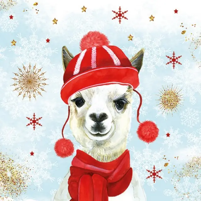 Χαρτοπετσέτα για Decoupage, Winter Lama, 1τεμ.