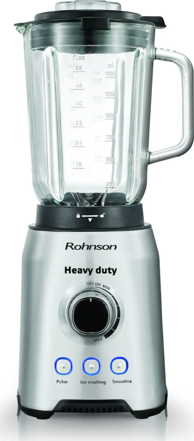 Rohnson R-583 Μπλέντερ για Smoothies με Γυάλινη Κανάτα 1.5lt 1400W Inox