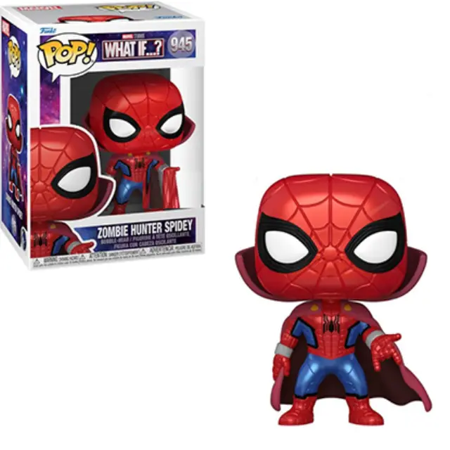 Funko Pop! Marvel: What If...? - Zombie Hunter Spidey (Metallic) #945 Bobble-Head Figure (Special Edition)