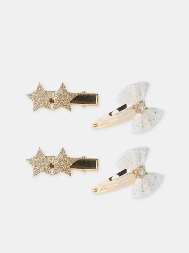 Παιδικά Τσιμπιδάκια για Κορίτσια Golden Star ΛΕΥΚΟ - One Size 2