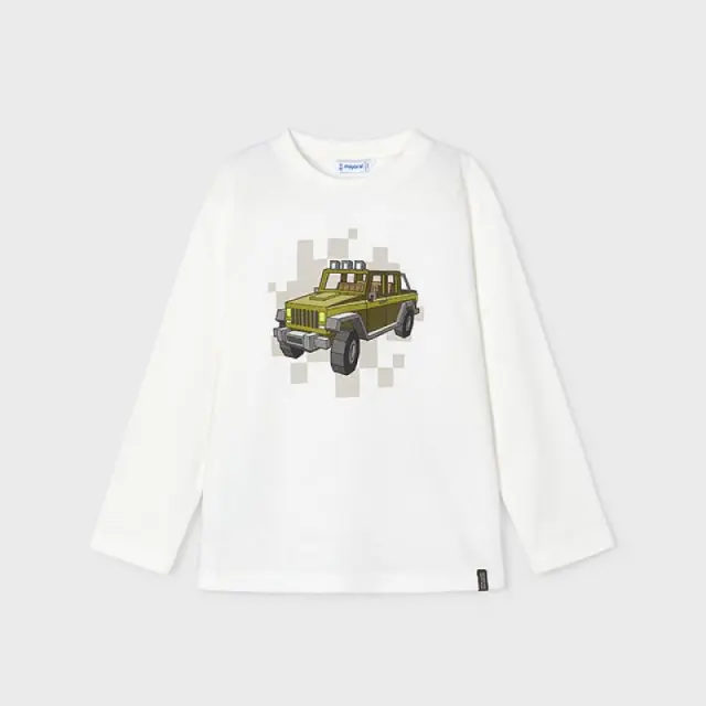 Mini 2 έως 10 ετών Μπλούζα αυτοκίνητο κρεμ-πράσινο 3