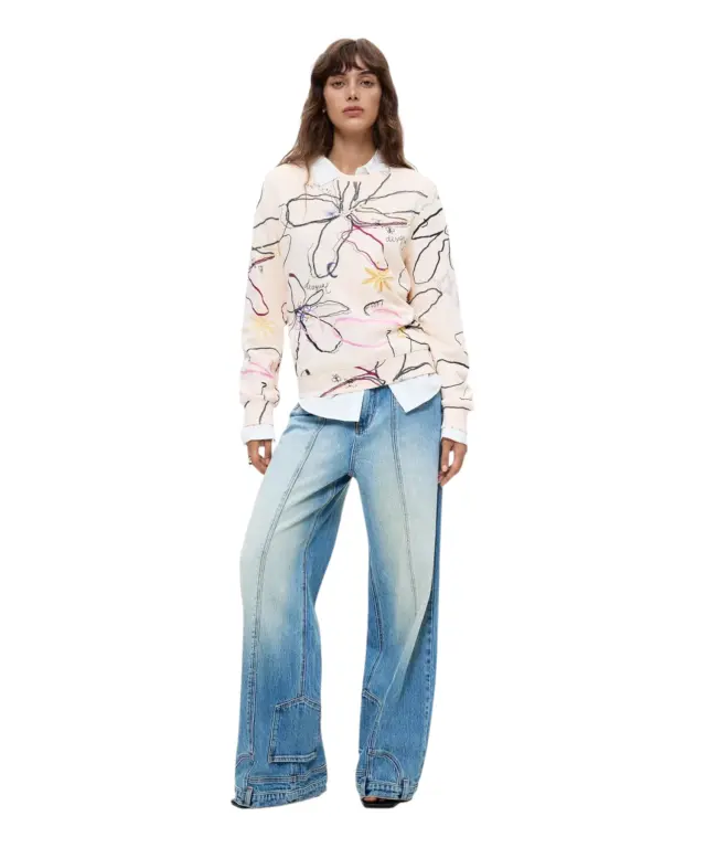 Desigual - Γυναικείο Φούτερ Flower 26WWSK06-1000 Λευκό Φλοράλ 2