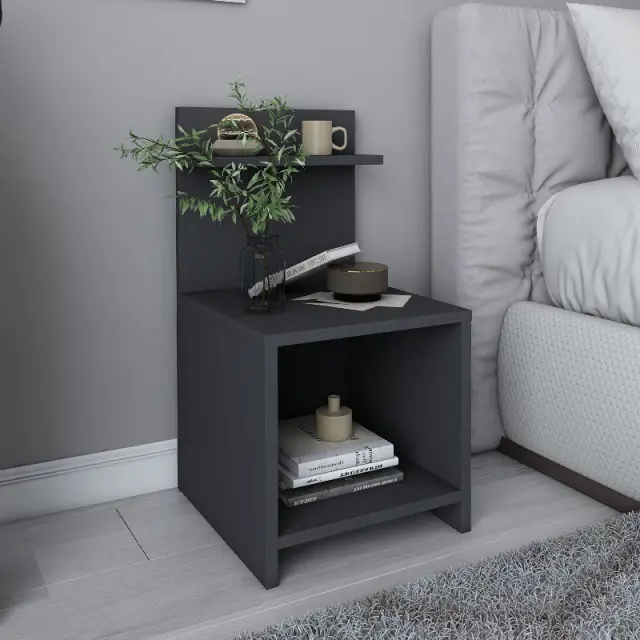 Κομοδίνο Ulman Megapap χρώμα ανθρακί 35x37x72εκ.