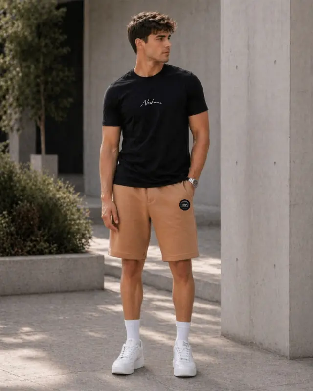 Noshame® Σετ T-shirt & Βερμούδα Μαύρο-Καφε - 752614 - XXL