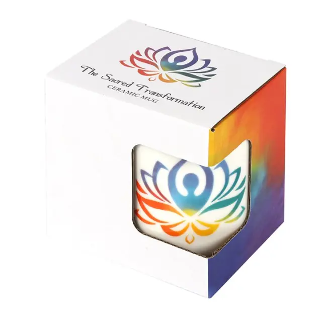 Κούπα Λευκής Πορσελάνης με σχέδιο Seven Chakras Yoga Lotus, 300ml 2