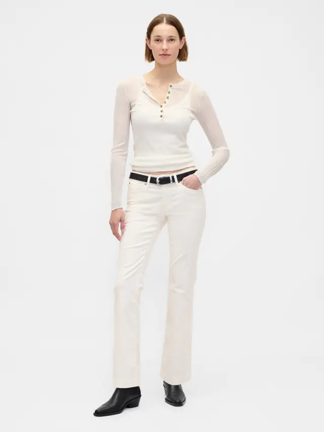 Low Rise Παντελόνι Κοτλέ Long & Lean Ivory beige