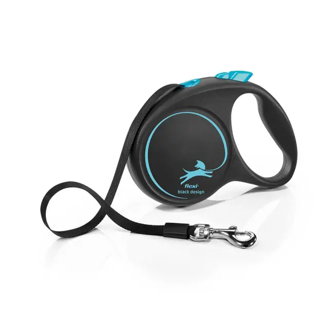 Flexi Black Design Πτυσσόμενο Λουρί/Οδηγός Σκύλου Ιμάντας Μπλέ 5m Μπλε - M 3