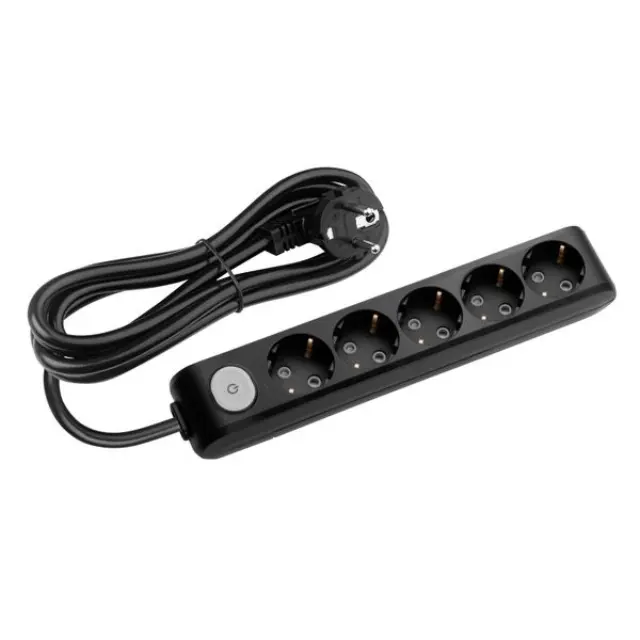 X-tendia Black Five Gang Soc Switch Earth Cab CP 1,5M