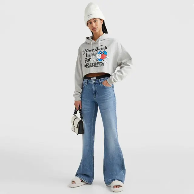 Tommy Hilfiger - Cropped Γυναικείο Φούτερ με Κουκούλα DW0DW14872-PJ4 Γκρι - XL 2