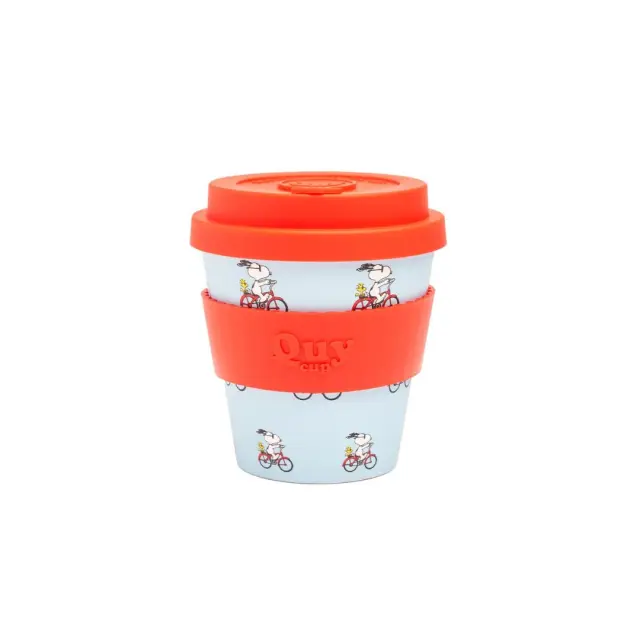 Quy Cup Επαναχρησιμοποιούμενο Ποτήρι Cappuccino Peanuts (R-Pet) 230ml: Snoopy Bici