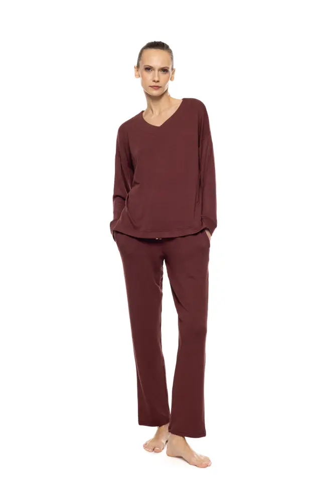 Pink Label Pyjama V Bamboo Soft σετ γυναικεία χειμερινή πυτζάμα W2006-1 - M