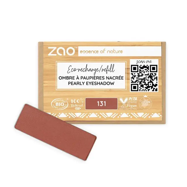 Zao Organic Eyeshadow Rectangle Pearly Refill - Βιολογική Pearly Σκιά Ματιών (Ανταλλακτικό) - Zao 131 Sienna earth