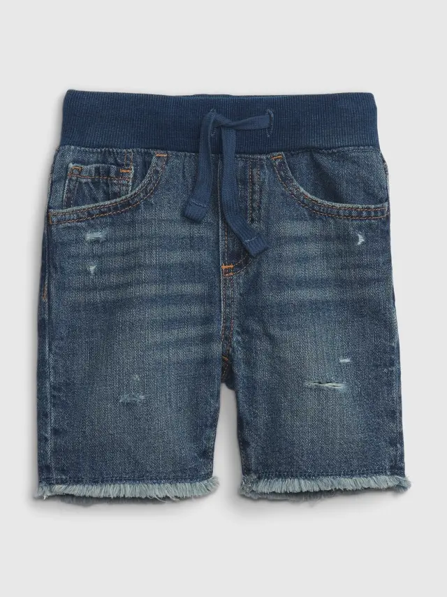 Μπλε Νηπιακό Pull-On Denim Σορτς με Washwell medium destroy - 3YRS