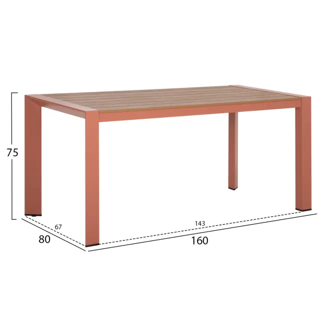 Τραπέζι εξωτ.χώρου Goya αλουμίνιο ΣE Terracotta & Polywood 160x80x75 εκ. 2