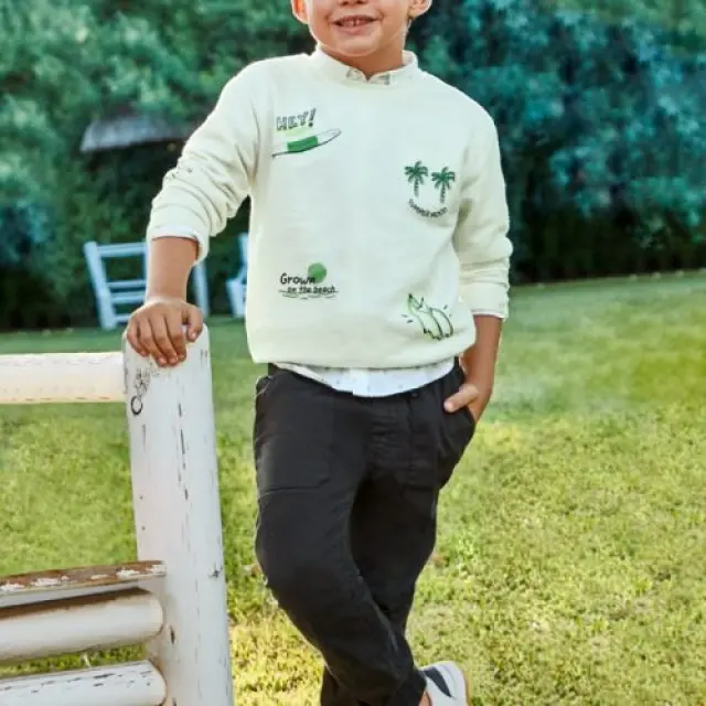 Baby 6 μηνών έως 4 ετών Παντελόνι μακρύ skater fit από βιώσιμο βαμβάκι μαύρο - 3Ε 2