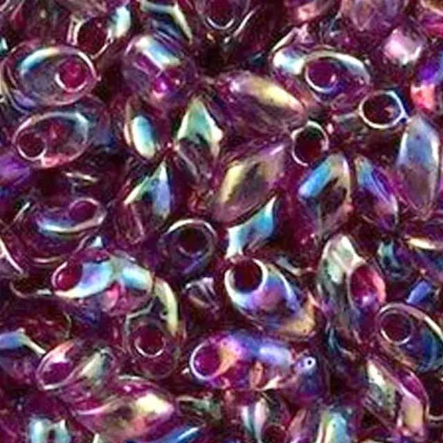 Χάντρα Miyuki Long Magatama 4x7mm - LMA-2170 - Fuchsia Lined Smoky Amethyst AB ~10gr