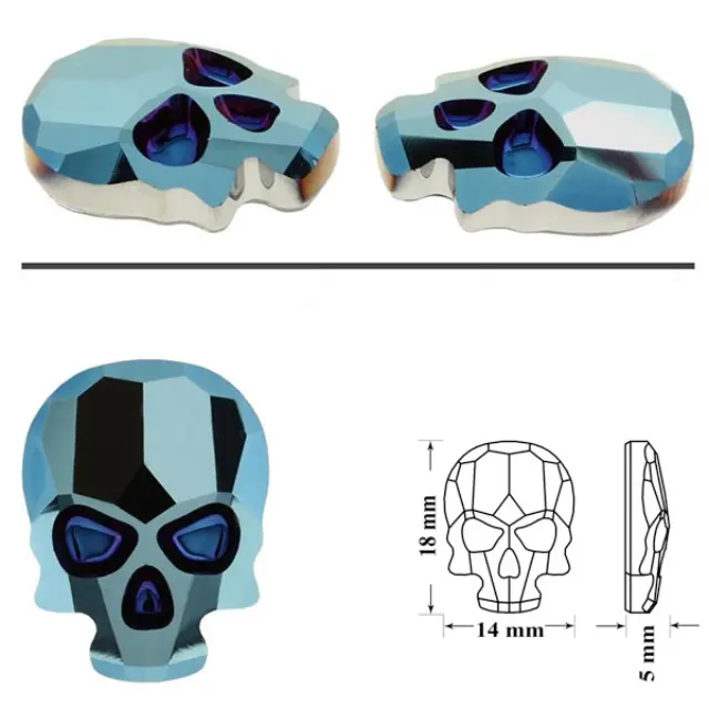 Swarovski 2856 Skull Crystal Metallic Blue 18x14mm - 1τεμ