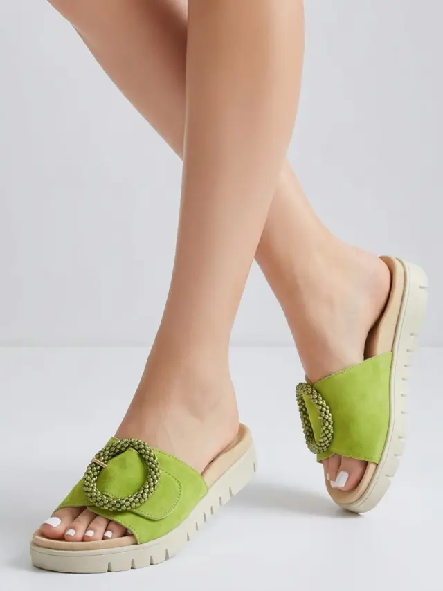 Gabor Παντόφλες Γυναικείο δέρμα Nubuck Πράσινο GAB/63745N 19-GRANNY GREEN - 38 2