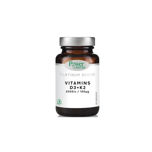 Power of Nature Platinum Range D3 2000iu & K2 100μg διατήρηση της φυσιολογικής κατάστασης των οστών, 30caps
