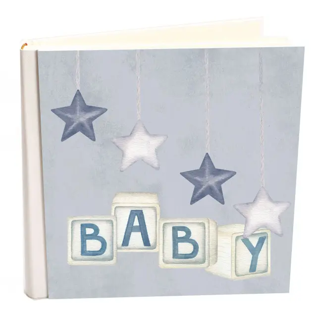 Άλμπουμ my album Baby Asteria Μπλε boho style με ριζόχαρτο 35x35cm και κουτί άλμπουμ