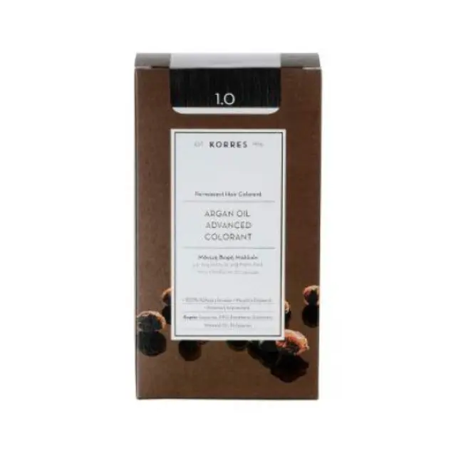 Korres Argan Oil Advanced Colorant Μόνιμη Βαφή Μαλλιών 1.0 Μαύρο Φυσικό, 50ml 2