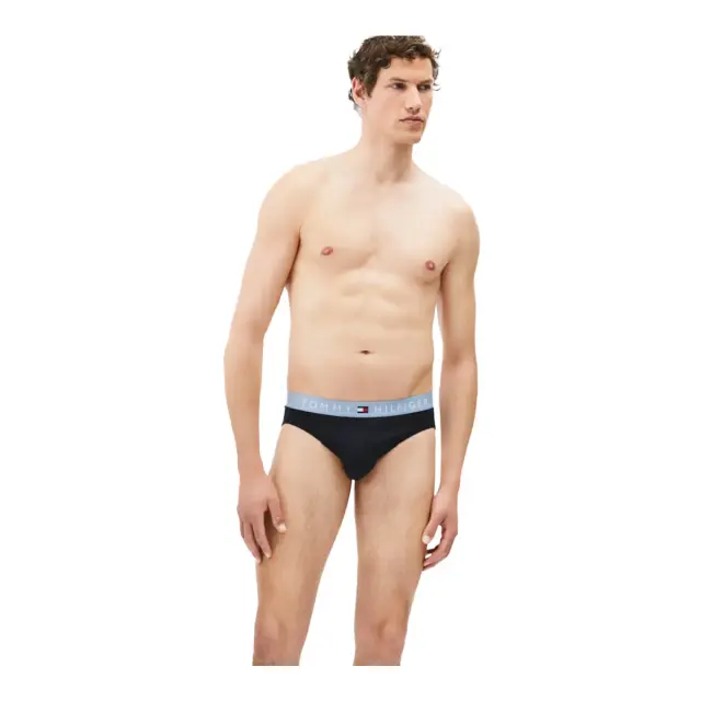 Tommy Hilfiger Ανδρικό Slip Original Logo Waistband Briefs - Τριπλό Πακέτο, Χρώμα Des Sky-Cppr Sun-Brsk Blu - S 2