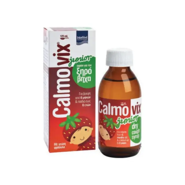 Intermed Calmovix Junior Σιρόπι για Ξηρό Βήχα για Βρέφη από 6μηνών & Παιδιά ως 6ετών Γεύση Φράουλα, 125ml