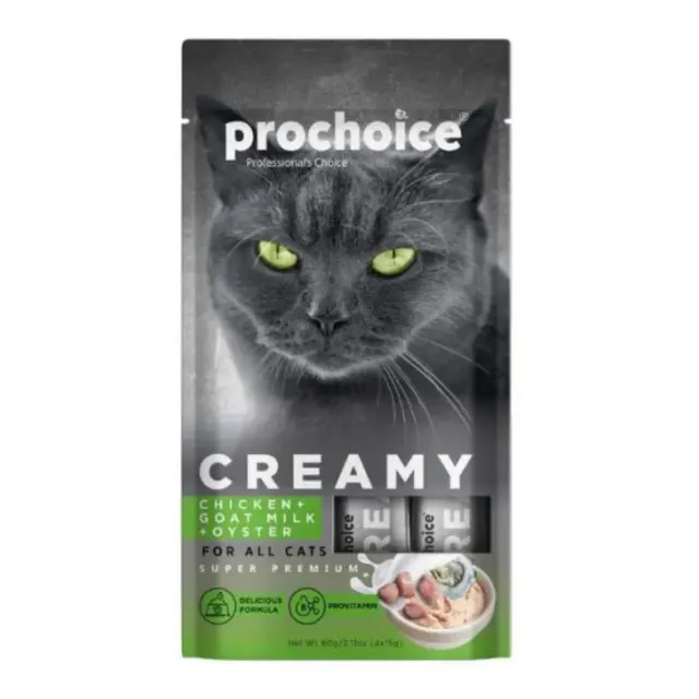 Prochoice Creamy Snack Κρέμα με Κοτόπουλο & Κατσικίσιο Γάλα & Όστρακα (4x15gr) 60gr