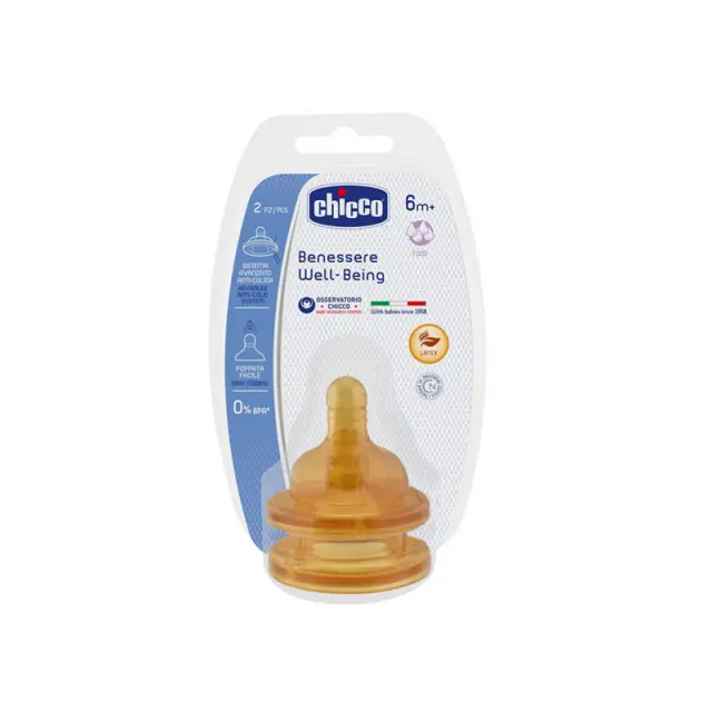 Chicco Original Touch Θηλές από Καουτσούκ Ροής Φαγητού για 6+ μηνών 2τμχ