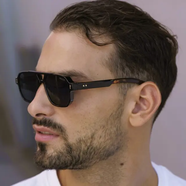 Ghetto 70s Retro Square Sunglasses Black/Tortoise Frame Unisex 3