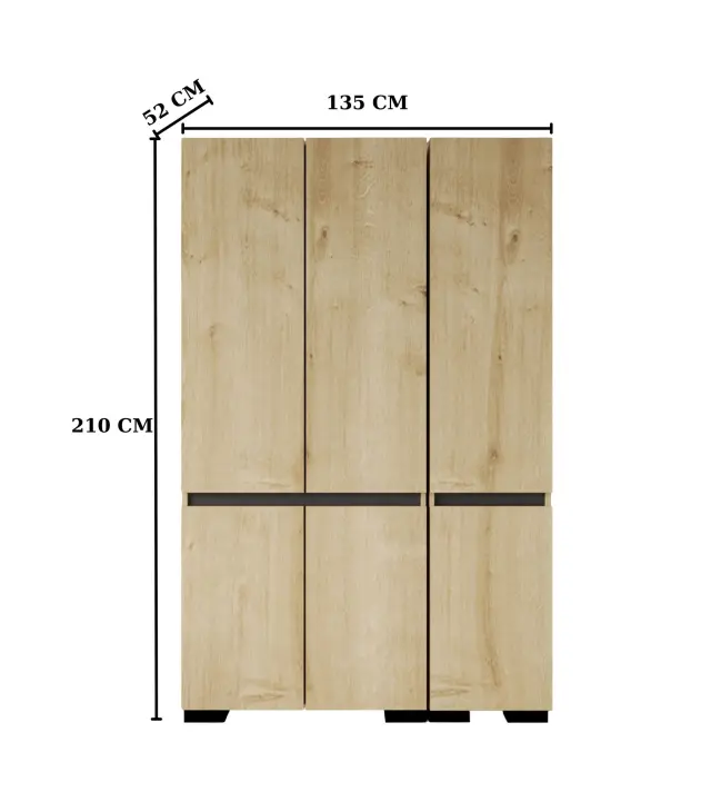 Ντουλάπα DREFIVE Sapphire Δρυς / Ανθρακί 135x52x210 2