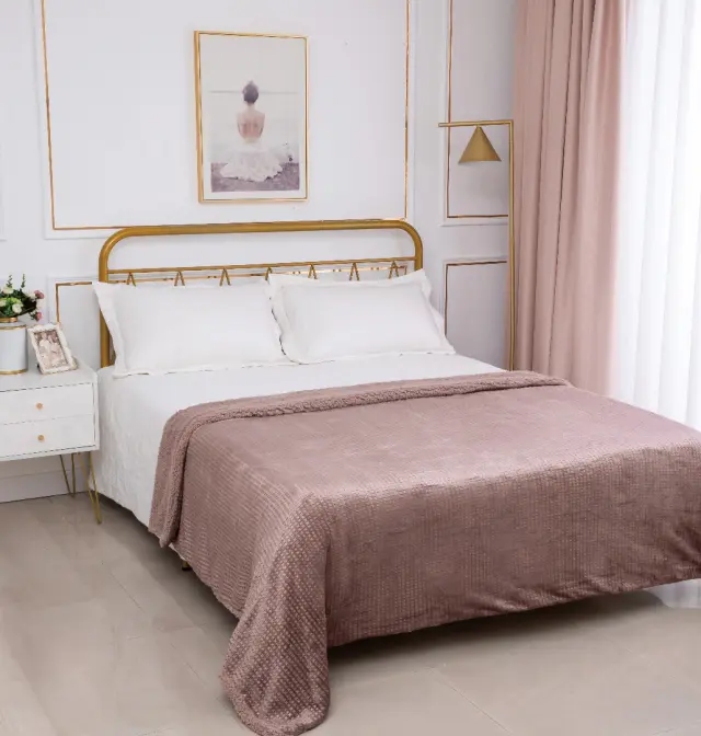Κουβέρτα με sherpa damask (220cm x 240cm) syklamen - -