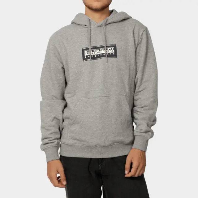 Napapijri - Ανδρικό Φούτερ Με Κουκούλα B-Box Logo NP0A4I19-160 Γκρι - 2XL