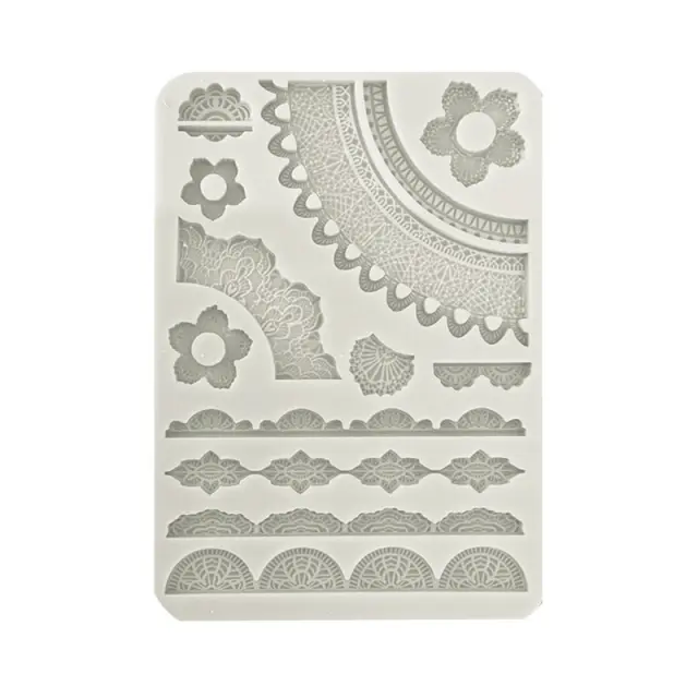 Καλούπι σιλικόνης A5, 15×21cm, Stamperia, Secret Diary, Lace and borders