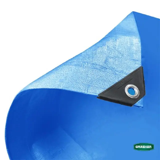 Grasher Αδιάβροχος μουσαμάς-τέντα με κρίκους 120gr/m² 4x5m Μπλέ / 100155 2