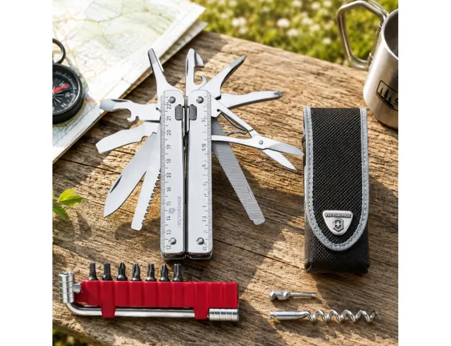 Ελβετικό Πολυεργαλείο Victorinox Swiss Tool X Plus με θήκη, 37 λειτουργίες και μήκος 11.5cm - Silver 3.0338.N